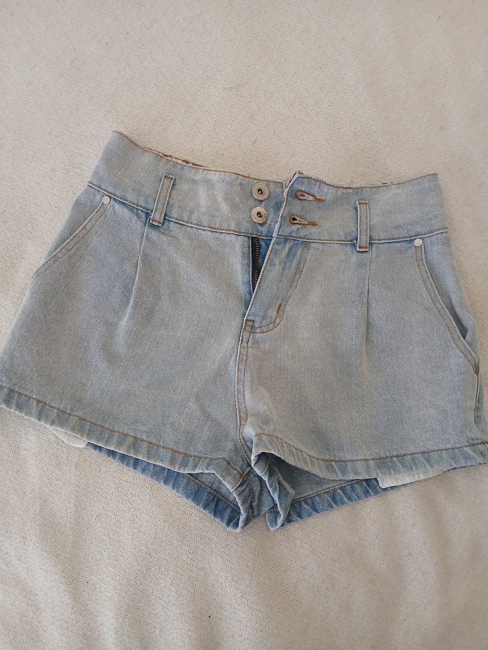 POL Light Blue High-Rise Denim Jean Shorts